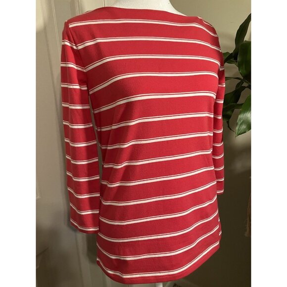 XS Liz Claiborne Women’s Top Red And White Buttons Long Sleeves NWT - Picture 1 of 7
